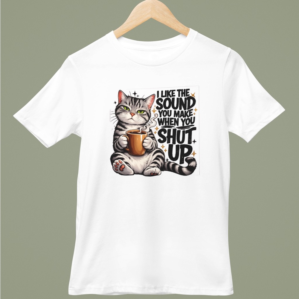 White Cat Graphic Tee - 'I Like The Sound'